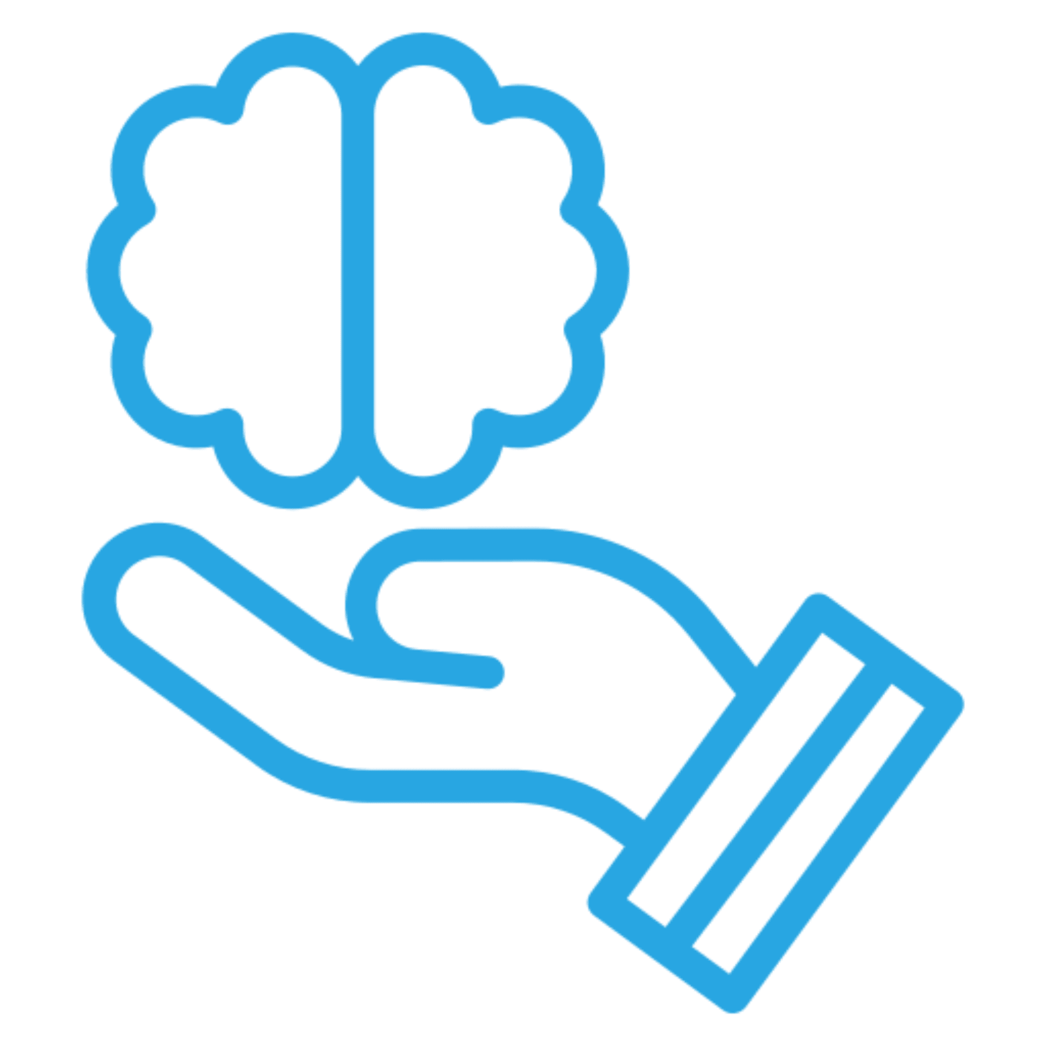 Hand holding a brain icon.